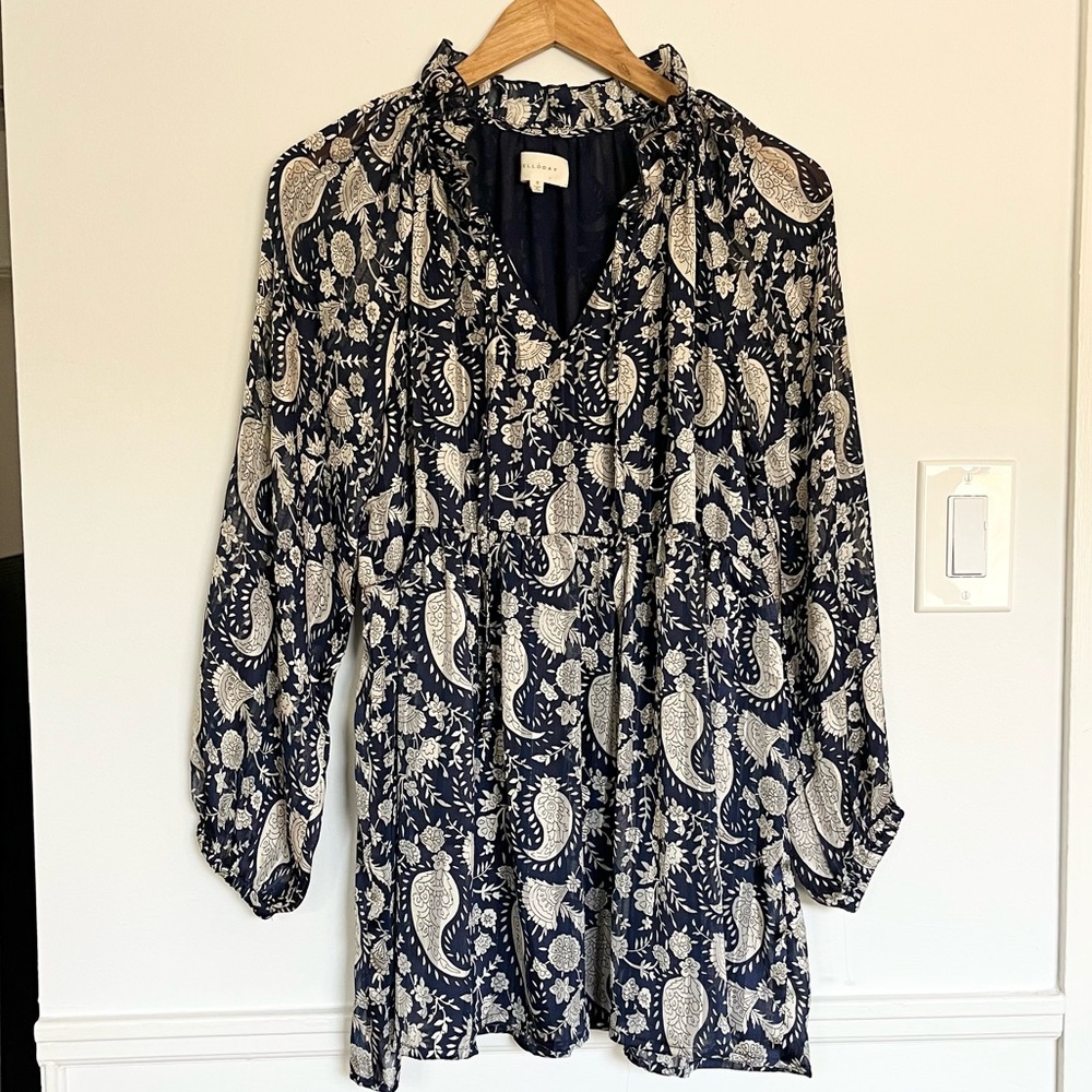 Mellowday blue paisley short dress